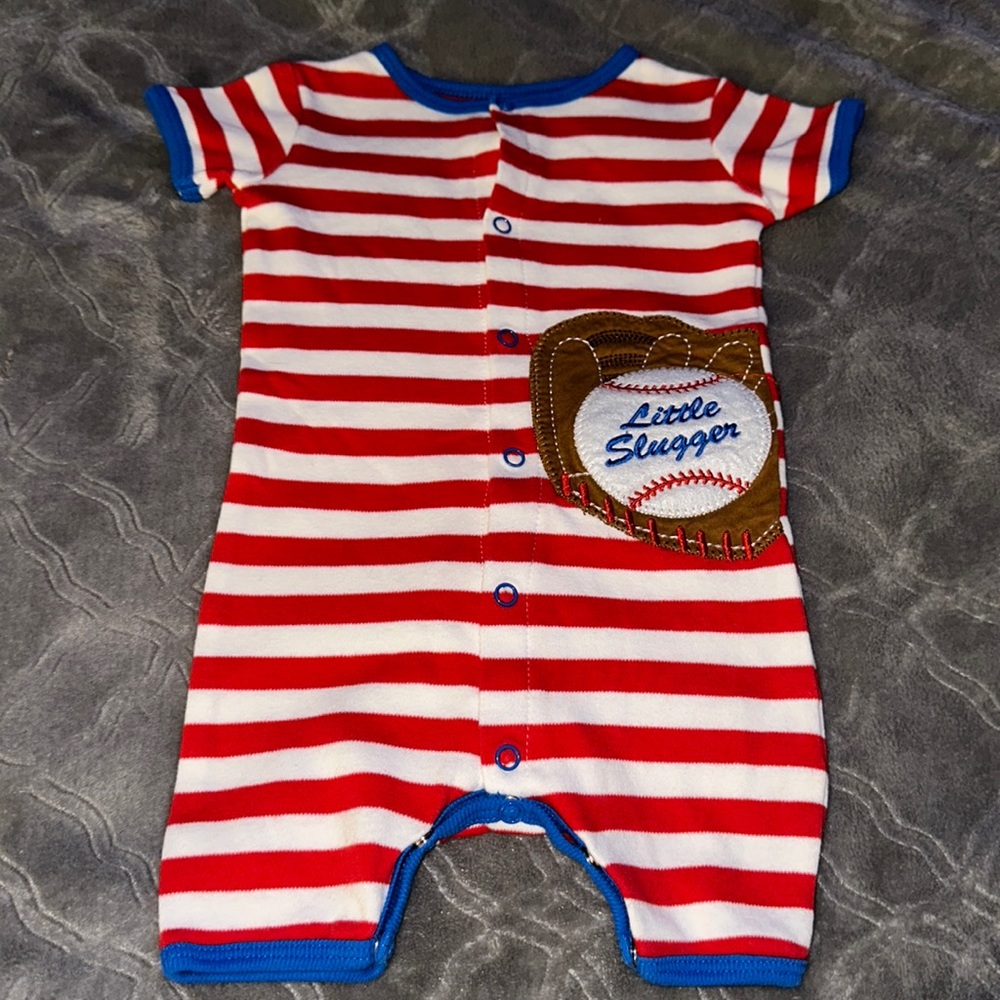 Mud Pie Little Slugger Baseball Romper Size 6/9m